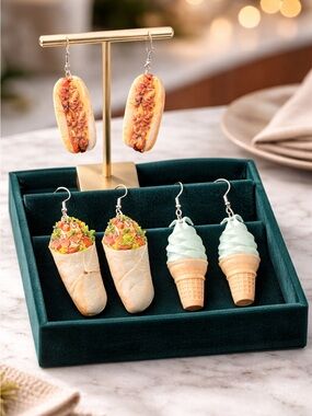 NWT Set of 3 Novelty Earrings - Acrylic Design Snack Dangle Earrings